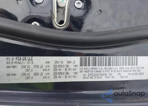 2017 Dodge Journey Crossroad Plus Awd z USA, uszkodzony, nr VIN 3C4PDDGG3HT540728